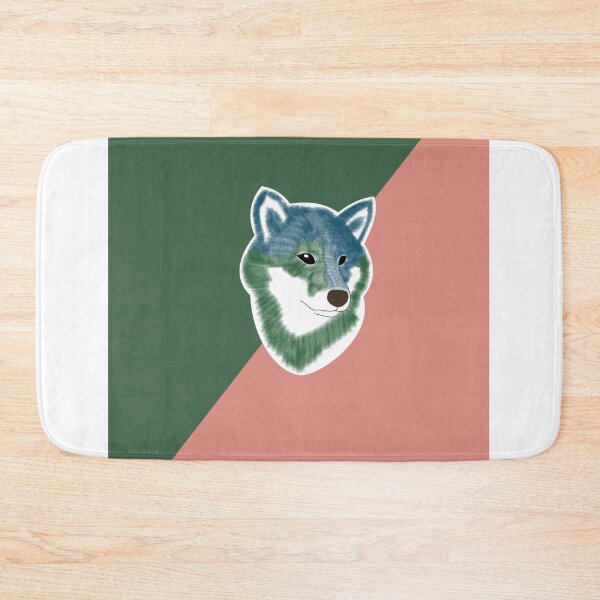 Item preview, Two toned colors (green, salmon pink) with blue Shiba Inu designed and sold by ShibaCruise-On.