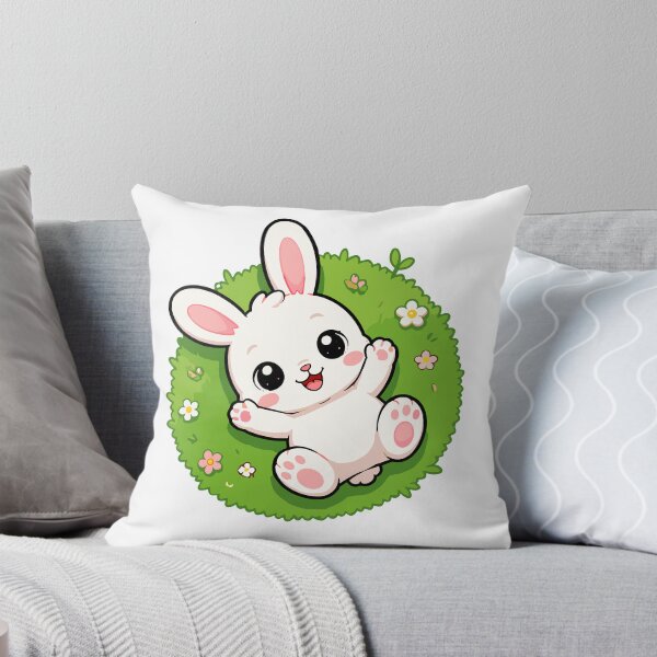 Item preview, Cute Bunny Sitting on Grass Cartoon designed and sold by Krincydigitalart.