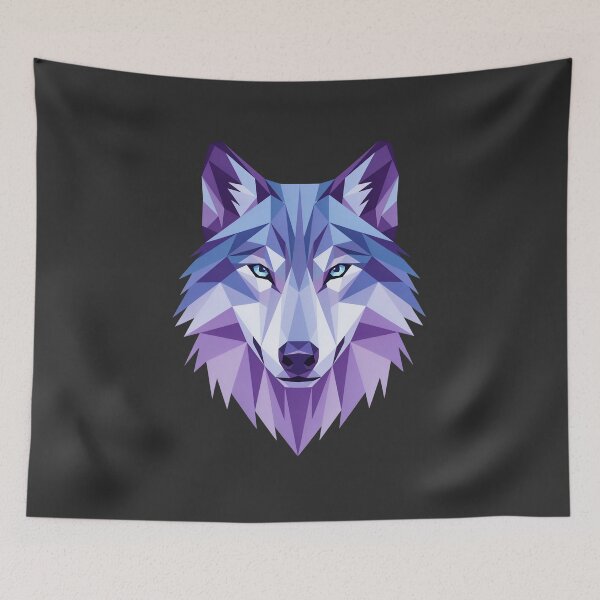 Item preview, Tribal Wolf - Geometric Low Poly Wolf Head – Modern Polygon Wolf Art designed and sold by ArcticFoxStudio.