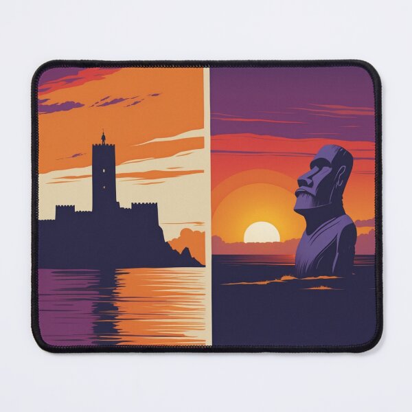 Item preview, Morocco & Chile — Sunset Diptych Travel Poster designed and sold by KariGoStudio.