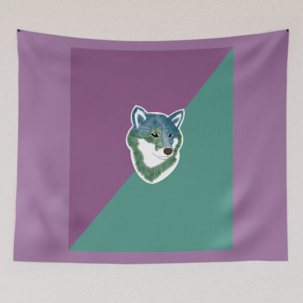 Item preview, Two toned colors (purple, blue green) with blue Shiba Inu designed and sold by ShibaCruise-On.