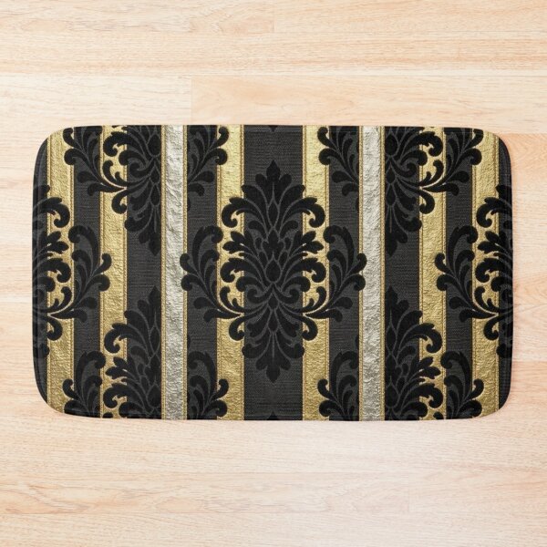 Item preview, Black, Gold & Silver Striped Black Damask designed and sold by DesignsByPrnces.