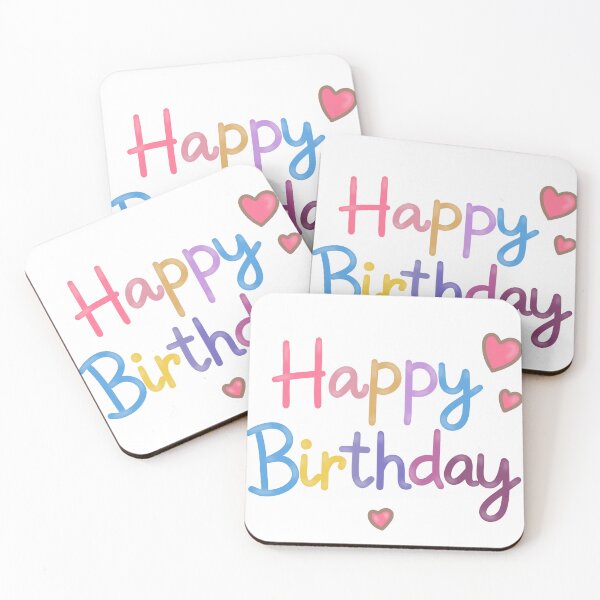 Item preview, Colorful Happy Birthday Celebration Typography with Pastel Hearts Art⁠ designed and sold by Teenidesign .