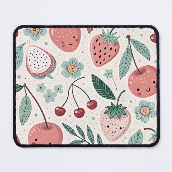Item preview, Cute Kawaii Strawberry & Cherry Pattern designed and sold by Marie and Grace Designs.
