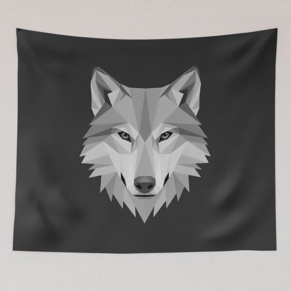 Item preview, Tribal Wolf - Geometric Low Poly Wolf Head – Modern Polygon Wolf Art designed and sold by ArcticFoxStudio.