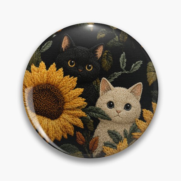 Item preview, Cats in Sunflowers Zipper Pouch – Embroidery Style Black White Cat Floral All Over Print Pouch Bag designed and sold by IconicDesignsXd.