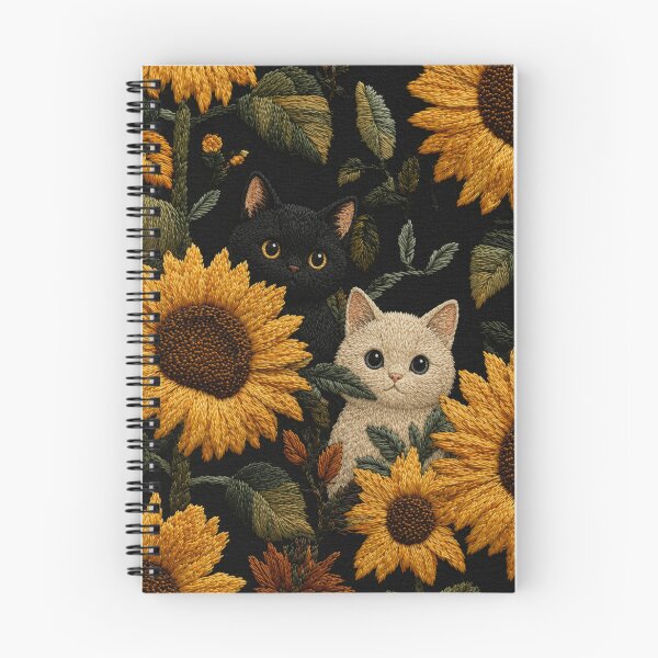 Item preview, Cats in Sunflowers Zipper Pouch – Embroidery Style Black White Cat Floral All Over Print Pouch Bag designed and sold by IconicDesignsXd.