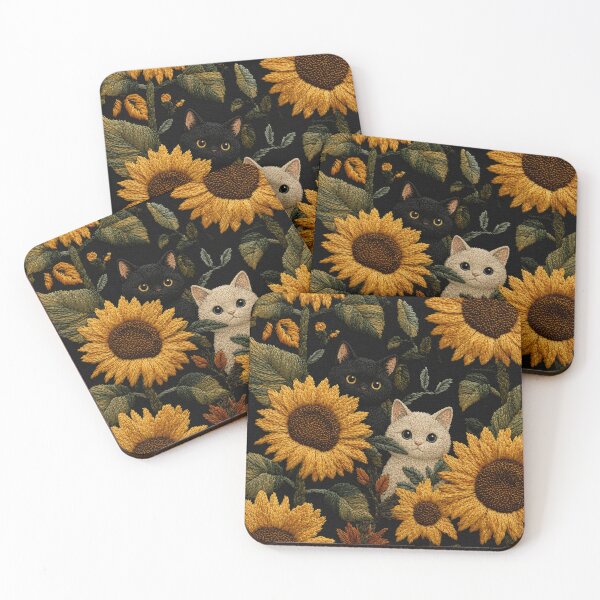Item preview, Cats in Sunflowers Zipper Pouch – Embroidery Style Black White Cat Floral All Over Print Pouch Bag designed and sold by IconicDesignsXd.