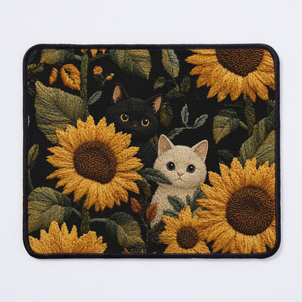 Item preview, Cats in Sunflowers Zipper Pouch – Embroidery Style Black White Cat Floral All Over Print Pouch Bag designed and sold by IconicDesignsXd.