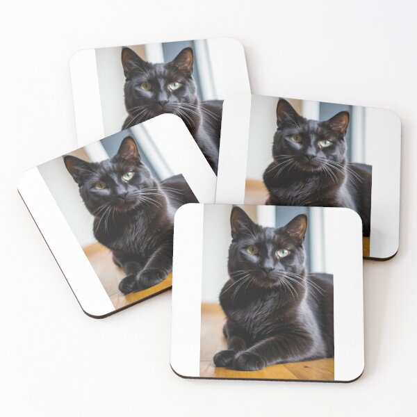 Item preview, Animals - Black Cat with Golden Eyes, Elegant Feline Portrait designed and sold by DoodyPets.