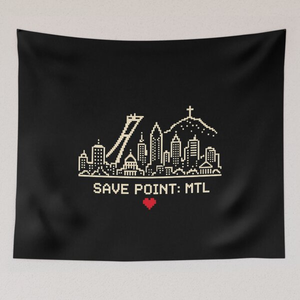 Item preview, Save Point MTL Montreal Pixel Art Gaming Skyline Design designed and sold by Fenay Designs.