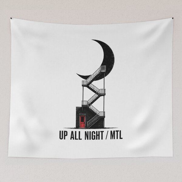 Item preview, Up All Night MTL Montreal Spiral Staircase Moon Art designed and sold by Fenay Designs.