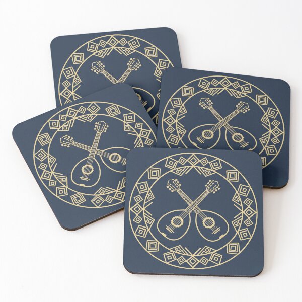 Item preview, Arabic Oud Crossed — Moroccan Music Emblem Navy Gold designed and sold by KariGoStudio.