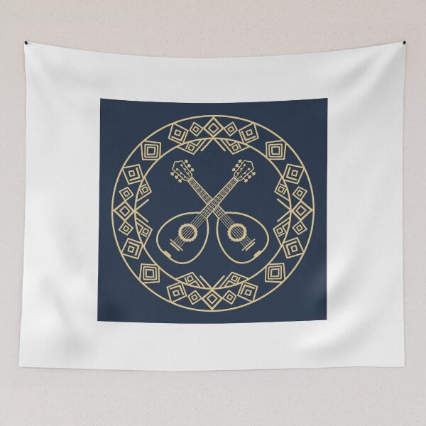 Item preview, Arabic Oud Crossed — Moroccan Music Emblem Navy Gold designed and sold by KariGoStudio.
