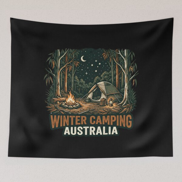 Aperçu de l'œuvre Winter Camping Australia T- | Campfire Vibes créée et vendue par EXATEES ⭐⭐⭐⭐⭐.