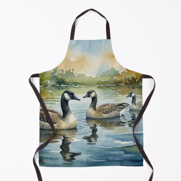 Item preview, Canada Geese Swimming in Calm Lake - Watercolor Wildlife Art designed and sold by Pioneer Spirit Market.