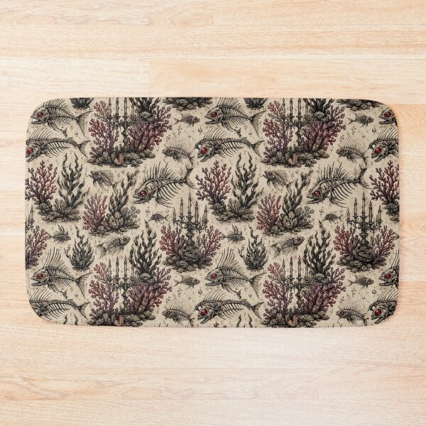 Item preview, Macabre Red Eye Skeleton Fish & Gothic Coral Reef Pattern designed and sold by cabuks.
