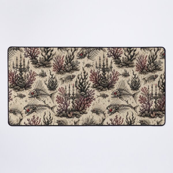 Item preview, Macabre Red Eye Skeleton Fish & Gothic Coral Reef Pattern designed and sold by cabuks.