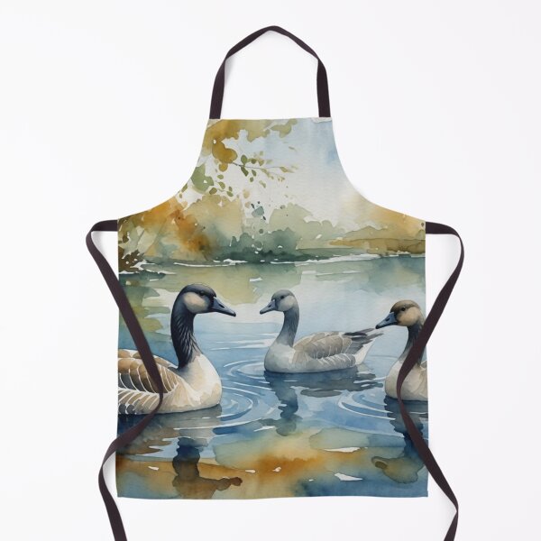 Item preview, Canada Geese Swimming in Calm Lake - Watercolor Wildlife Art designed and sold by Pioneer Spirit Market.