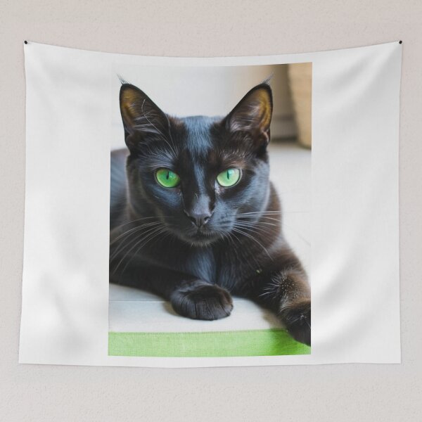 Item preview, Animals - Black Cat with Green Eyes, Hypnotic and Intense Gaze designed and sold by DoodyPets.