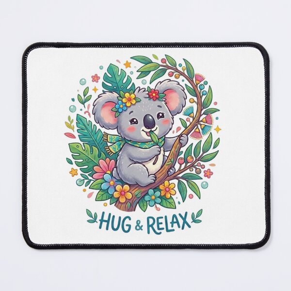 Item preview, Cute Cartoon Koala Hug and Relax Colorful Floral T-Shirt Design designed and sold by BareCanvass.