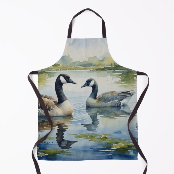 Item preview, Canada Geese Swimming in Calm Lake - Watercolor Wildlife Art designed and sold by Pioneer Spirit Market.