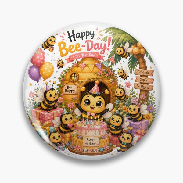 Item preview, Happy Bee-Day Cute Baby Bees Birthday Party Beehive Kawaii Bee Celebration Gift designed and sold by Celebrate & Sparkle.