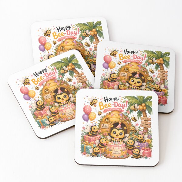 Item preview, Happy Bee-Day Cute Baby Bees Birthday Party Beehive Kawaii Bee Celebration Gift designed and sold by Celebrate & Sparkle.