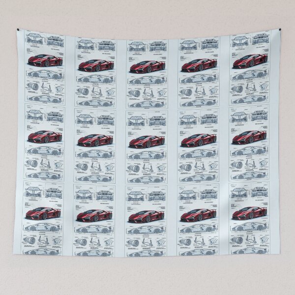 Item preview, LB744 V12 Hybrid Italian Hypercar Technical Blueprint Poster Art designed and sold by RevUpDesign.