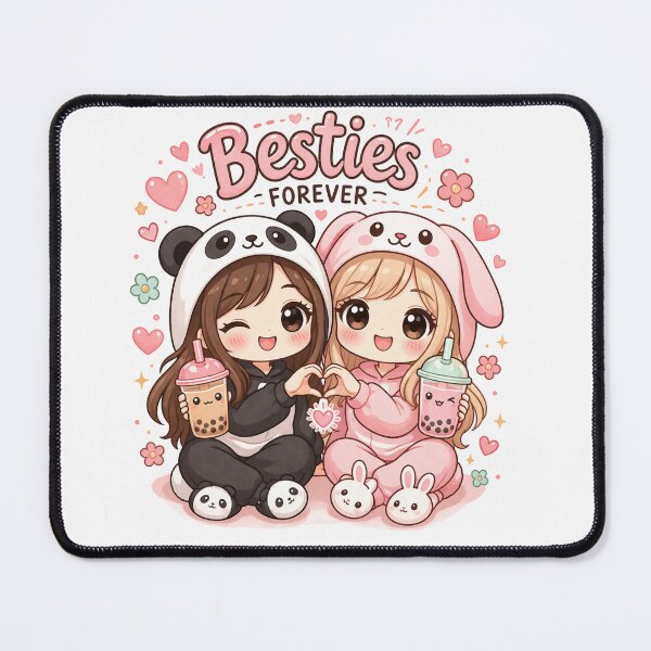 Item preview, Besties Forever Kawaii Friends | Cute Panda & Bunny Bubble Tea Design designed and sold by DreamPixelPrint.