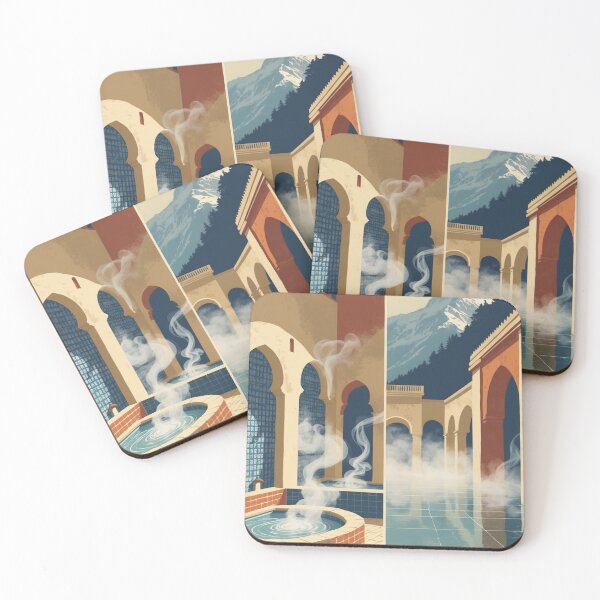 Item preview, Hammam & Termas — Morocco Chile Wellness Retro Art Print designed and sold by KariGoStudio.