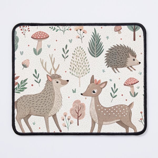 Item preview, Deer, Hedgehog & Woodland Mushroom Nursery Art designed and sold by Marie and Grace Designs.