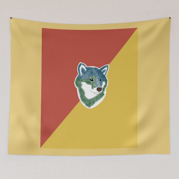 Item preview, Two toned colors (red, yellow) with blue Shiba Inu designed and sold by ShibaCruise-On.