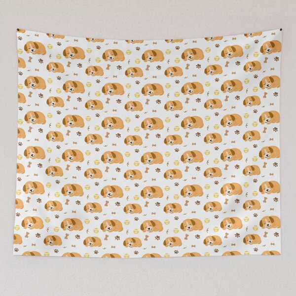 Item preview, Aesthetic Sleeping Puppy Seamless Pattern for Pet Lovers Apparel Fabric⁠ designed and sold by Teenidesign .