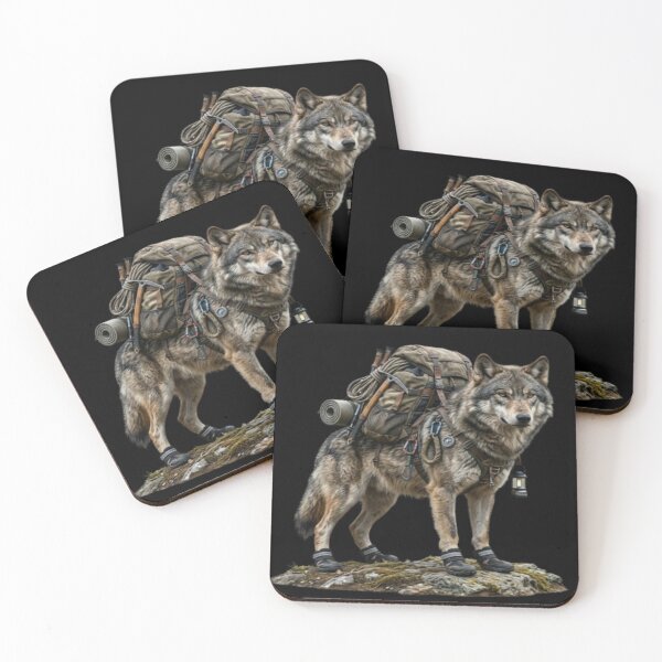 Item preview, Hiking Wolf with Backpack and Camping Gear designed and sold by DailySparks.