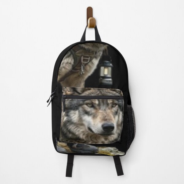 Item preview, Hiking Wolf with Backpack and Camping Gear designed and sold by DailySparks.