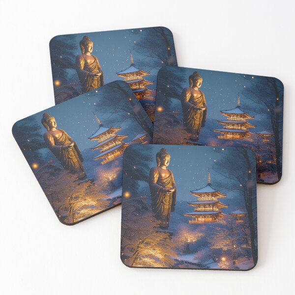Item preview, Serenade in the Snow - Pagoda & Buddha  - Yuki no Gensō designed and sold by ZenGrooves.