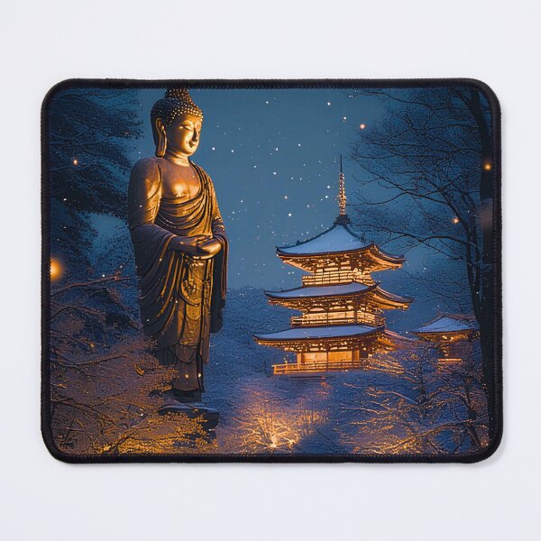 Item preview, Serenade in the Snow - Pagoda & Buddha  - Yuki no Gensō designed and sold by ZenGrooves.
