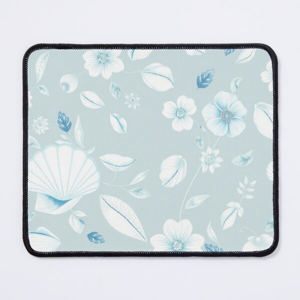 Item preview, Pastel Blue Floral & Seashell Seamless Pattern | Coastal Botanical Design designed and sold by Gnanavka.