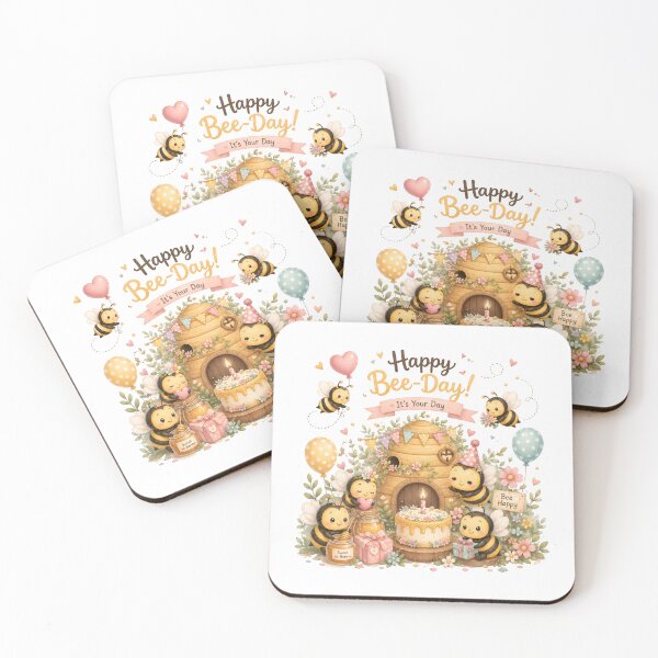 Item preview, Happy Bee-Day Cute Beehive Birthday Kawaii Bees Pastel Cottagecore Gift designed and sold by Celebrate & Sparkle.