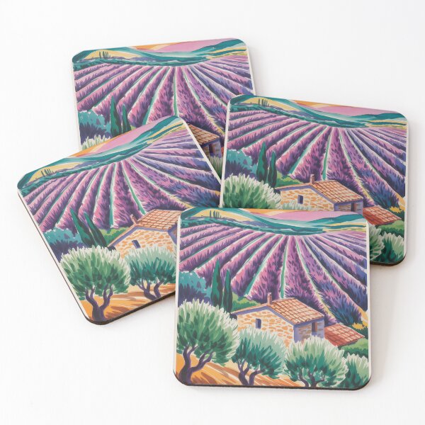 Item preview, Vintage travel poster of lavender fields in Provence, France designed and sold by PrintableTravel.