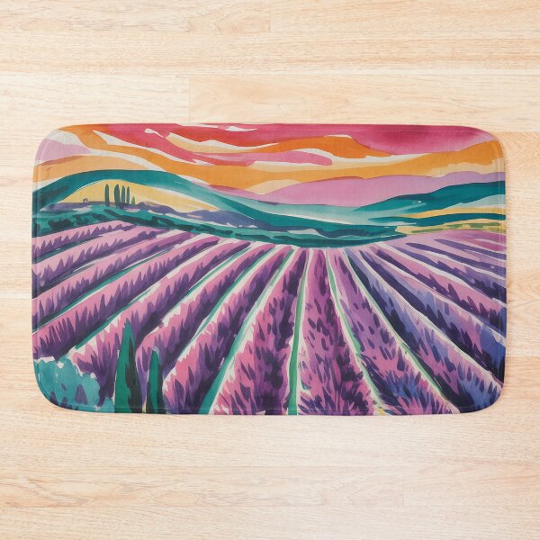 Item preview, Vintage travel poster of lavender fields in Provence, France designed and sold by PrintableTravel.