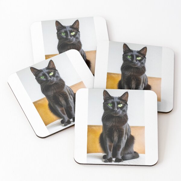 Item preview, Animals - Black Cat, Portrait with Bright Green Eyes designed and sold by DoodyPets.