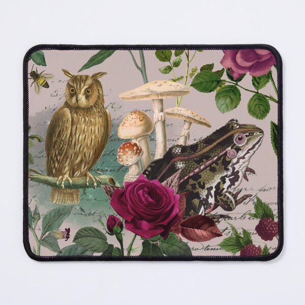 Item preview, Burgundy Flowers and Forest Creatures Moody Goblincore Pattern - Mauve designed and sold by CanisArt.