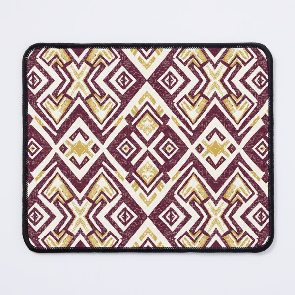Item preview, Andean Amazigh Pattern — Burgundy Gold Geometric Textile Art designed and sold by KariGoStudio.
