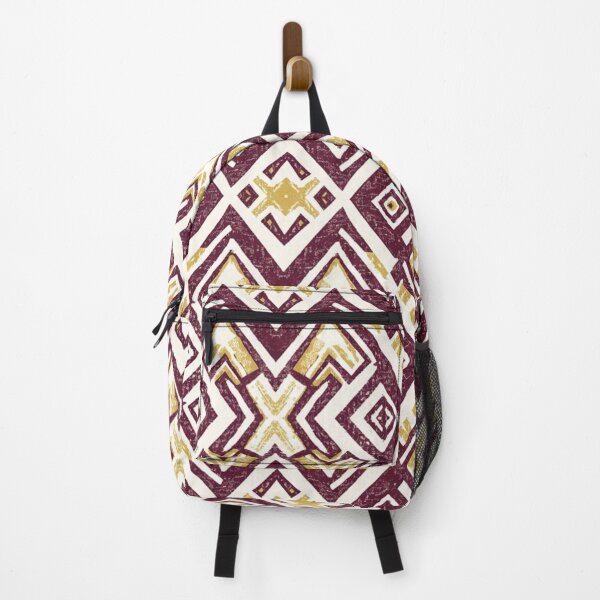 Item preview, Andean Amazigh Pattern — Burgundy Gold Geometric Textile Art designed and sold by KariGoStudio.