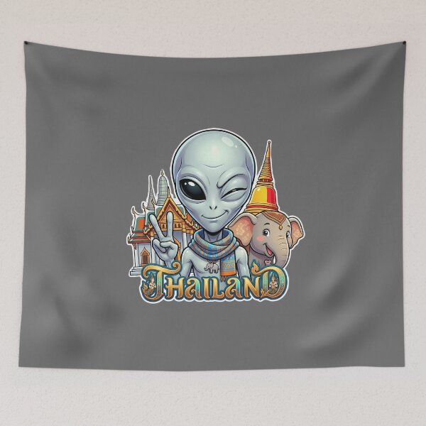 Item preview, Funny Grey Alien Visiting Thailand Travel Souvenir designed and sold by Sunkhung.