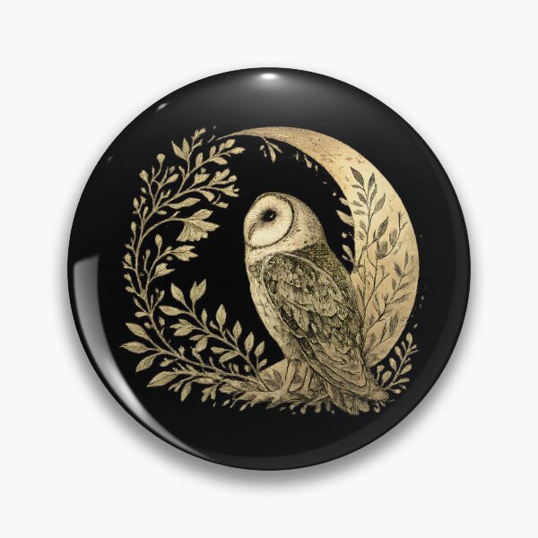 Item preview, Mystic Golden Crescent Moon and Barn Owl Art designed and sold by tarzbol.
