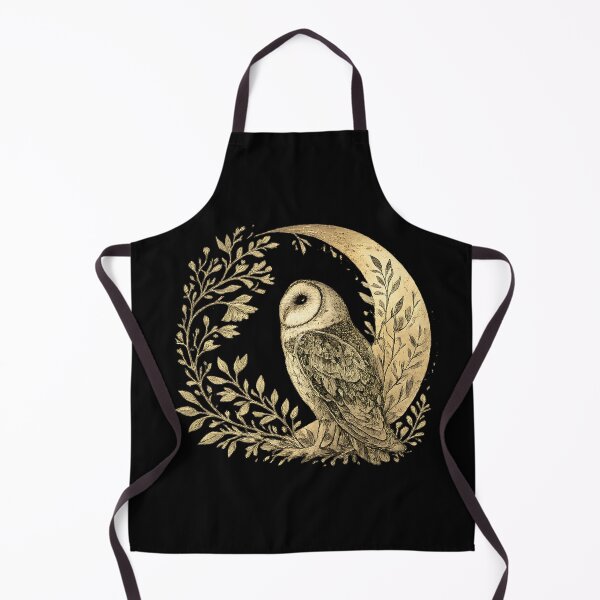 Item preview, Mystic Golden Crescent Moon and Barn Owl Art designed and sold by tarzbol.