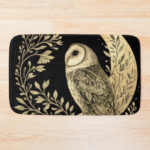 Item preview, Mystic Golden Crescent Moon and Barn Owl Art designed and sold by tarzbol.
